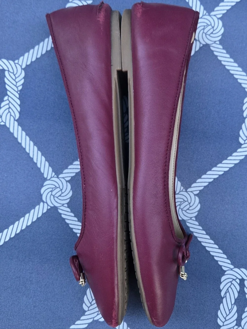 Michael Kors Nori Flex Flat Mulberry/Wine/Dark Red MK Ballet Flats Bow Charm 7.5